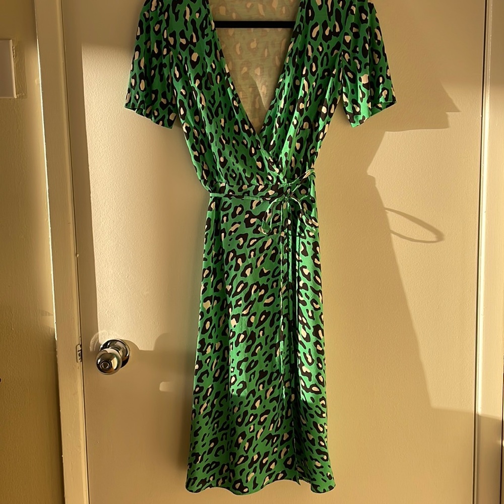 DVF silk jersey leopard wrap dress